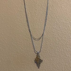 Gold and silver mixed lucky brand necklace